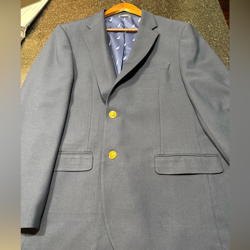 Nautica Men's Navy Blazer with Gold Buttons and khaki pants size 36x30